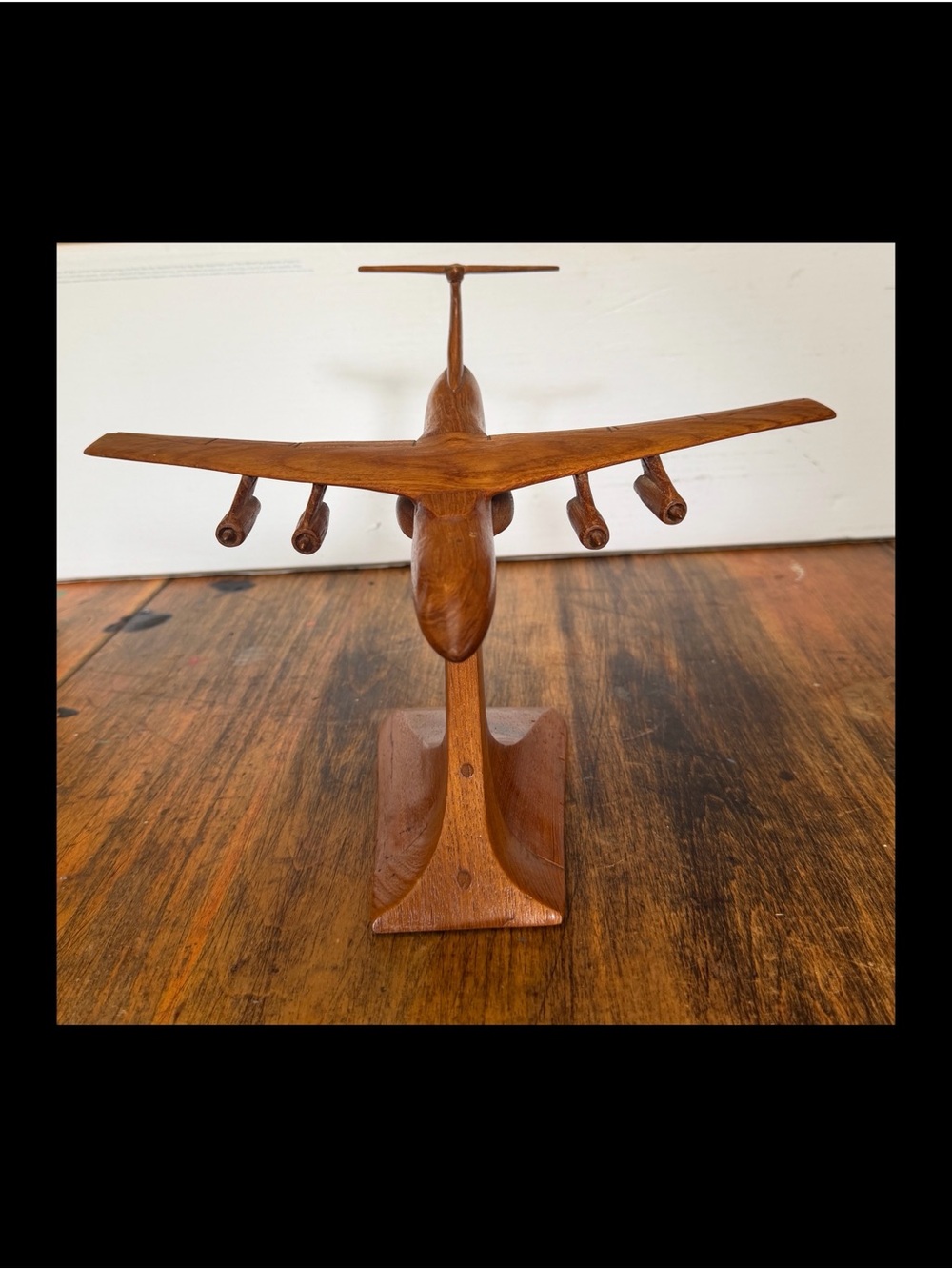 Vintage Handmade C-141 Starlifter Wooden Model Airplane Rare Mahogany